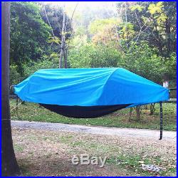 Waterproof Camping Hammock with Mosquito Net Rainfly and Bag, Blue