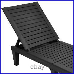 Waterproof Chaise Lounge Chair Black 2 PCS Outdoor Pool Lawn Sun Lounger