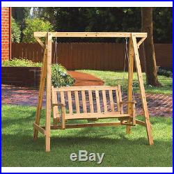 Weatherproof Wood Home Patio Garden Decor Bench Swing
