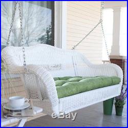 White Resin Wicker Hanging Outdoor Swing Home Patio Deck Furniture Yard Porch