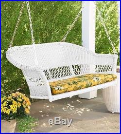 White Resin Wicker Swing Outdoor Hanging Chair Porch Patio Bench