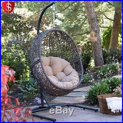 Wicker Egg Chair Swing Cushion Hanging Stand Outdoor Furniture Patio Espresso