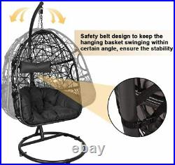 Wicker Egg Chair with Stand Indoor/Outdoor Hanging Chair Swing for Patio Balcony