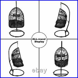 Wicker Egg Chair with Stand Indoor/Outdoor Hanging Chair Swing for Patio Balcony