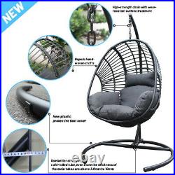 Wicker Egg Chair with Stand Indoor/Outdoor Hanging Swing Chair for Patio Balcony