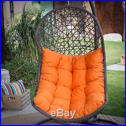 Wicker Hanging Egg Chair Resin Swing Cushion Patio Seat Deck Stand Outdoor