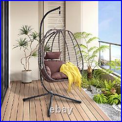 Wicker Hanging Egg Chair withStand Patio Garden Hammock Swing Chair Cushion