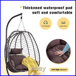 Wicker Hanging Egg Chair withStand Patio Garden Hammock Swing Chair Cushion