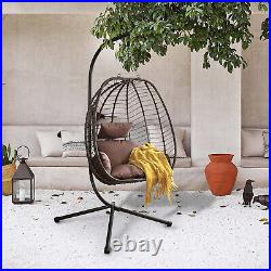 Wicker Hanging Egg Chair withStand Patio Garden Hammock Swing Chair Cushion