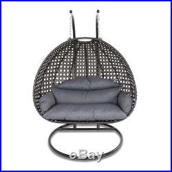 Wicker Hanging Swing Chair XL 2 Person Outdoor Porch Egg Chair Free Stand&Cover