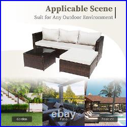 Wicker Outdoor PE 4Pcs Furniture Set Rattan Sectional Sofa Chair Table New Patio