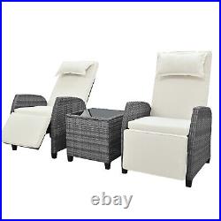 Wicker Patio Recliner Conversation Set Sectional Furniture PE Rattan Couch