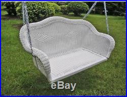 Wicker Porch Swing Outdoor Resin Backyard Garden 2 Person Seat Chair Furniture