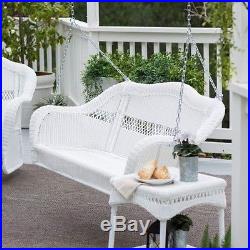 Wicker Porch Swing Resin Hanging Outdoor Patio Furniture White Brown 2 Person