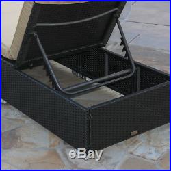 Wicker Rattan Sofa Lounge Chaise Chair Set Patio Furniture Wicker 3Pcs, Black