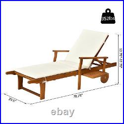 Wood Outdoor Folding Chaise Lounge Chair Recliner Sunbed