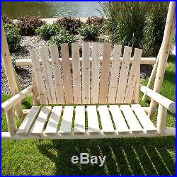 Wood Porch Swing Bench Deck Yard Outdoor Garden Patio Rustic Log Frame Set Seat