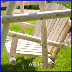 Wood Porch Swing Bench Deck Yard Outdoor Garden Patio Rustic Log Frame Set Seat
