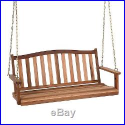 Wood Porch Swing Bench Outdoor Patio Deck Yard Hanging Glider Furniture Chain