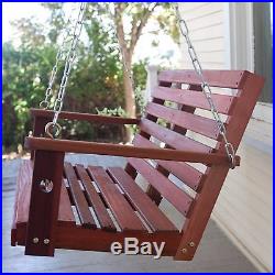 Wood Porch Swing Outdoor Patio Furniture Stained Wooden Loveseat Backyard 4 Ft