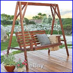 Wood Porch Swing Stand Set Patio Deck Chair Yard Outdoor Weather Proof Furniture