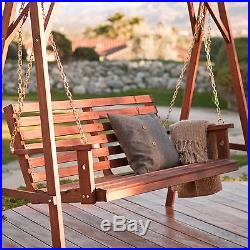 Wood Porch Swing Stand Set Patio Deck Chair Yard Outdoor Weather Proof Furniture