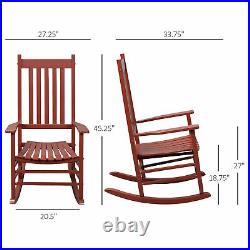 Wood Rocking Chair, Indoor / Outdoor Wooden Porch Rocker, Rustic Wine Red