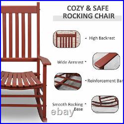 Wood Rocking Chair, Indoor / Outdoor Wooden Porch Rocker, Rustic Wine Red