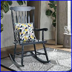 Wood Rocking Chair Porch Rocker High Back Garden Seat Indoor Outdoor Furnitures