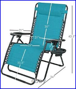 Woodard Outdoor Zero Gravity Steel Chair With Cupholders, Teal