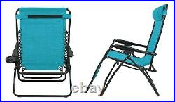 Woodard Outdoor Zero Gravity Steel Chair With Cupholders, Teal