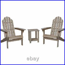 Wooden Adirondack Chairs with Table 3-Pc. Combo
