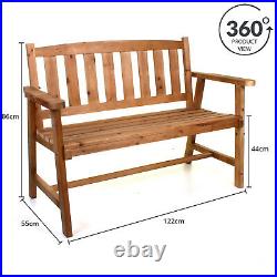 Wooden Bench Outdoor Garden Patio Furniture Seating Timber Backrest Comfortable