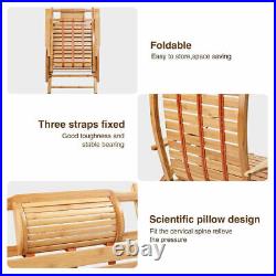 Wooden Deck Chair Garden Patio Sun Lounger Folding Outdoor Adjustable Reclining