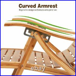 Wooden Deck Chair Garden Patio Sun Lounger Folding Outdoor Adjustable Reclining