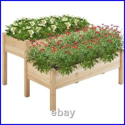 Wooden Elevated Raised Garden Bed with Legs 2 Tiers Plant Box for Vegetables
