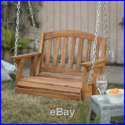 Wooden Garden Swing Single Porch Hanging Chair Outdoor Wood Tree Backyard Patio