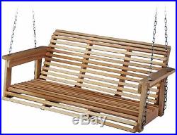 Wooden Hanging Chains Swing Bench Outdoor Patio Furniture Porch Sturdy Durable