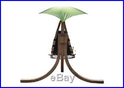 Wooden Hanging Chaise Canopy Patio Hammock Lounger Outdoor Chair Swing Arc Stand