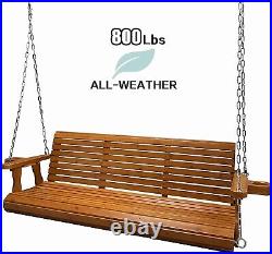 Wooden Porch Swing 3-Seater Heavy Duty 800lb Outdoor Patio Garden Yard Brown 5ft