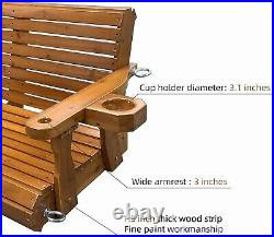 Wooden Porch Swing 3-Seater Heavy Duty 800lb Outdoor Patio Garden Yard Brown 5ft