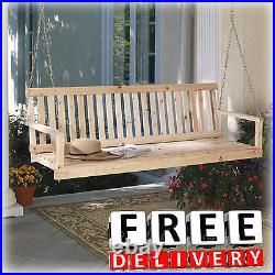 Wooden Porch Swing Natural Cypress 60 Width Patio Outdoor Garden Yard Lawn New