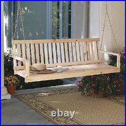 Wooden Porch Swing Natural Cypress 60 Width Patio Outdoor Garden Yard Lawn New