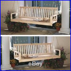 Wooden Porch Swing Natural Rustic Style Hanging Patio Bench Outdoor Furniture