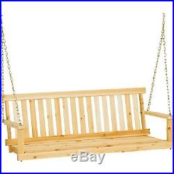 Wooden Porch Swing Natural Rustic Style Hanging Patio Bench Outdoor Furniture