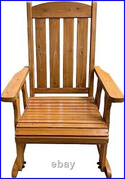 Wooden Rocking Chair High Back Heavy Duty 600 LBS Backyard Porch Brown Garden