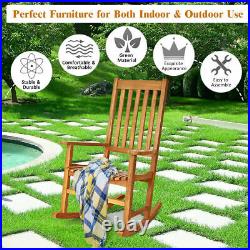 Wooden Rocking Chair Porch Rocker High Back Garden Seat For Indoor Outdoor Teak