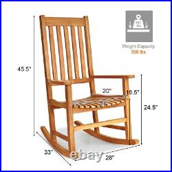 Wooden Rocking Chair Porch Rocker High Back Garden Seat Indoor Outdoor Yard Teak