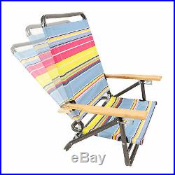 X2 Folding Beach Chair Camping Chair Armrest Lightweight Portable 3-Position