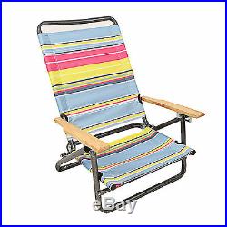 X2 Folding Beach Chair Camping Chair Armrest Lightweight Portable 3-Position